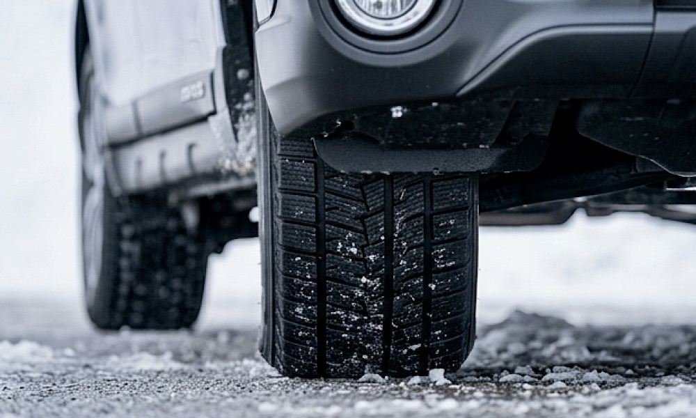 雪国の道路を走行するSUVのイメージ